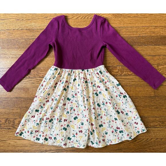 Tea Collection Girls' Maroon and Floral Dress Size 7 - Picture 1 of 4